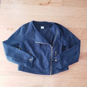 JCP Darkest Sky Denim Biker Jacket Size L Navy